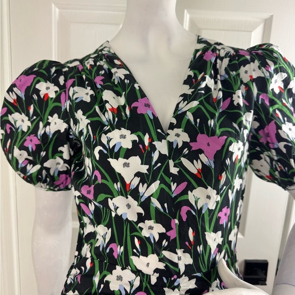 VERONICA BEARD Janis Ruched Floral-Print Dress Size 0. - Picture 6 of 16